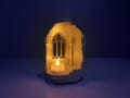 Gothic Castle Candle Holder | Gypsum Cachepot with LED Tealight