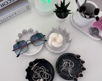 Gypsum Ring Holder Dish | Handmade Jewelry Tray, Vanity Decor