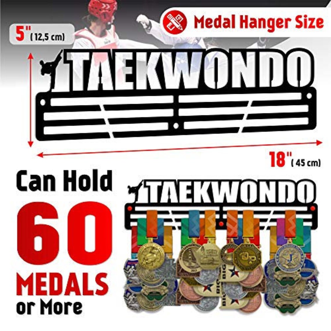 Tai Kwon Do Display Rack Taekwondo Medal Holder Display Rack - 3 Bars Black Coated 3 Mm Steel ...