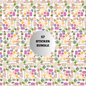 Boho Aesthetic Sticker Bundle, PDF sticker Download.