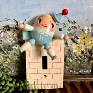 Vintage 1960’s Humpty Dumpty Woodcraft Light Switch Cover, Faceplate, Switchplate, Kitsch
