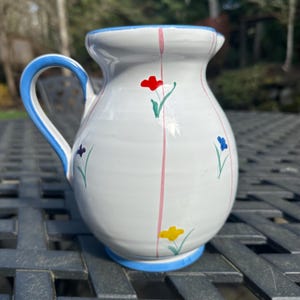 Vintage Redware Italian Tulip Pottery Pitcher
