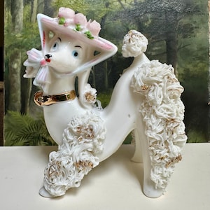 Vintage Ceramic Poodle With Hat - Etsy