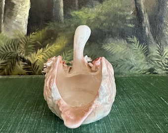 Vintage Norcrest Small Porcelain Pink Swan With Applied Flowers