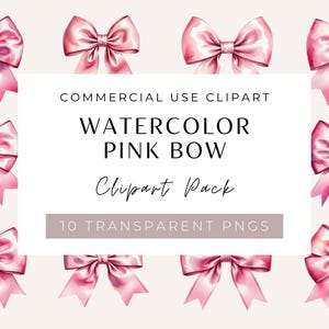 Watercolor Pink Bows Clipart, Pink Bows Clipart, Pink Ribbon Bows, Watercolor Bows Bundle, Watercolor Bows, Pink Bow Clipart Png, Clipart
