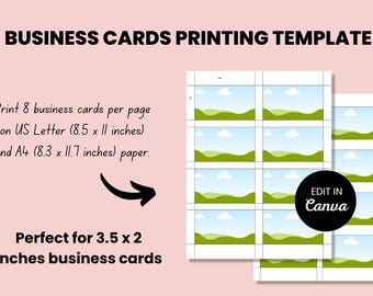 Business Card Print Template: 3.5" x 2" Canva Guide (US Letter & A4) (Digital Download)