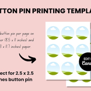 2.5&quot; x 2.5&quot; Button Pin Print Template, Button Pin Template Sublimation, Sublimation Button Blank, Button Pin Png, Button Pin Badge Templates