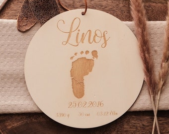 Personalisiertes Geschenk Sternenkind Vatertag Muttertag Baby Geburt Daten Erinnerung Fußabdruck Holzschild Gravur