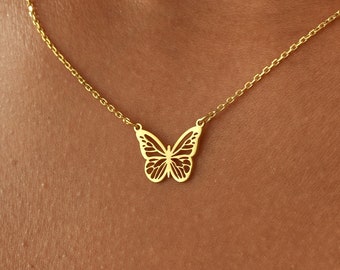 14K Gold Butterfly Necklace, Tiny Butterfly Necklace, Dainty Butterfly Necklace , Gold Necklace For Women ,Gift for Mom , Mother's Day Gifts