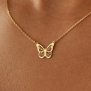 14K Gold Butterfly Necklace, Tiny Butterfly Necklace, Dainty Butterfly Necklace , Gold Necklace For Women ,Gift for Mom , Mother's Day Gifts