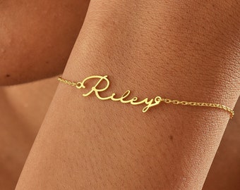 14K Gold Name Bracelet , Custom Name Bracelet , Personalized Jewelry , Gold Bracelet , Custom Gold Jewelry , Personalized Gift ,Gift for Mom