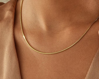 14K Gold Dainty Snake Chain Necklace , Gold Herringbone Necklace , Snake Chain Choker  , Gold Chain Necklace , Gold Chain for Women , Gifts