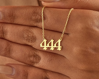 14K Gold Angel Number Necklace , Custom Number Necklace , Lucky Number Necklace , 111 , 222 , 333 , 444 , 555 , 666 , 777 , 888 , 999 , 000