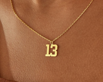 14K Gold Number Necklace , Baseball Necklace With Number, Lucky Number Necklace , Gold Number Pendant , Gift For Kids , Personalized Jewelry