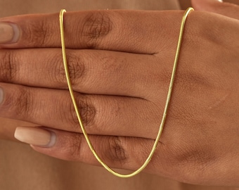 14K Gold Schlangenkette, Choker Fischgrätenkette, Fischgrätenhalskette, Goldfischgrätenkette, Alltags-Halskette für Frauen