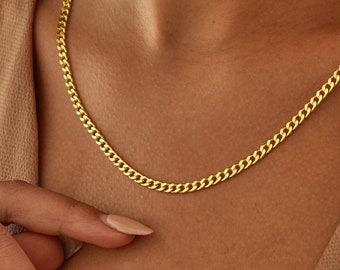 14K Gold Chain Necklace , Curb Chain , Cuban Chain , Necklace for Women , Birthday Gift , Wedding Gift , Bridesmaid Gifts , Gift for Her