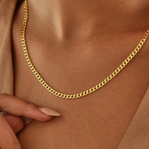 14K Gold Curb Chain Necklace , Gold Chain Necklace , Everyday Chain Choker , Cuban Chain Necklace , Gold Cuban Chain , Gift for Mom , Chains zdjęcie 1