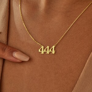 14K Gold Angel Number Necklace , Custom Number Necklace , Lucky Number Necklace , 111 , 222 , 333 , 444 , 555 , 666 , 777 , 888 , 999 , 000 image 6