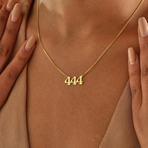 14K Gold Angel Number Necklace , Custom Number Necklace , Lucky Number Necklace , 111 , 222 , 333 , 444 , 555 , 666 , 777 , 888 , 999 , 000 image 4