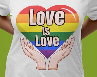 Love Is Love T-Shirt Pride Unisex Top Mens Adult Tee Shirt Gift, Gift for Gay Men, Love Is Love, LGBTQ Rainbow, Lesbian Tee Pride