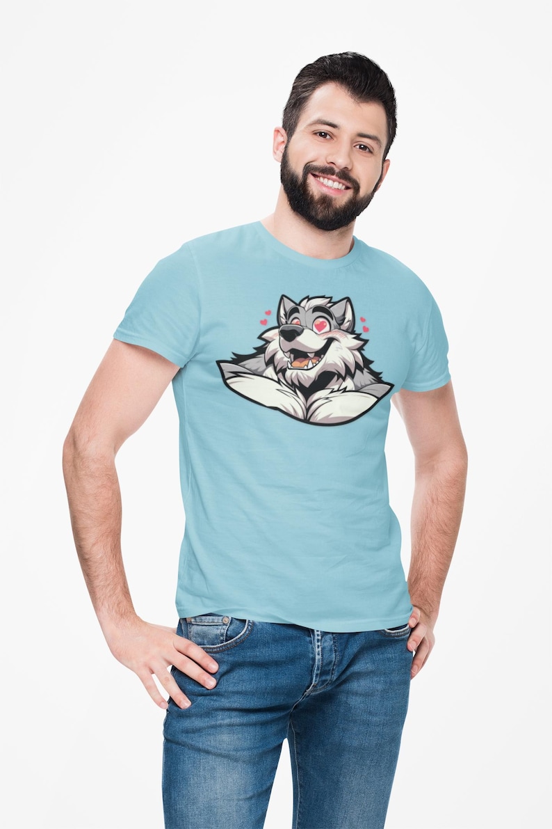 Lovestruck Muscular Werewolf T-Shirt, Furry Shirt, Wolf Fursona Pride Top, Furry Canine Tee, Gift for Furries and Werewolf Fans image 2