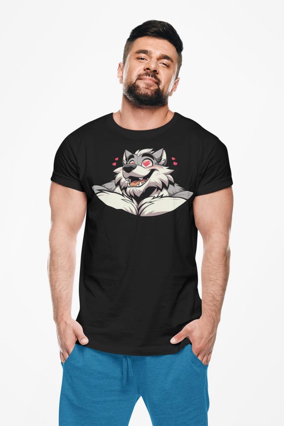 Lovestruck Muscular Werewolf T-Shirt, Furry Shirt, Wolf Fursona Pride Top, Furry Canine Tee, Gift for Furries and Werewolf Fans