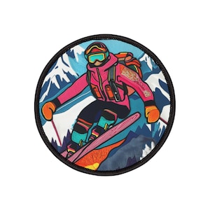 Parche termoadhesivo de esquiador colorido, decoración para chaqueta de invierno