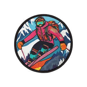 Ski Patch, Skiing Iron-On Patches, Winter Sports Patch, Ski Accessories, Ski Jacket Patch, Ski Bag Decoration