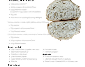 Traditional Artisan Sourdough Bread Recipe, Beginner Friendly Recipe, Step-by-Step Recipe, With QR codes to helpful videos