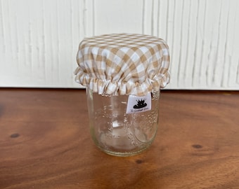 Gingham Print Black and White, Tan and white, Starter Jar Cover, Reusable Mason Jar Covers, Sourdough Starter Cover, Washable, Farmhouse