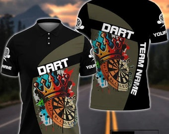 Personalized 3D Polo Shirt - King Of Dart Dartboard Fire Design - Custom 3D Polo Shirt with Name - Darts Enthusiast Gift - Darts Lover Gift