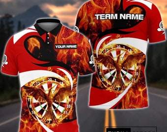 Custom Phoenix Fire 3D Polo Shirt - Phoenix Fire Team Polo Shirt - Personalized Name Team Top - Sports Gift for Fans - Gift for Sport Lovers