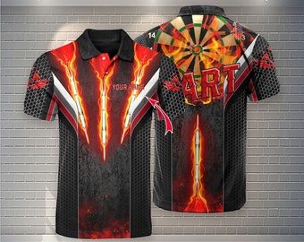 Personalized Dart Fire Polo - Custom Embroidered Shirt for Men & Women, Perfect Darts Player Gift