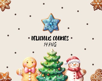 Christmas Cookies, Christmas Cookie Clipart Pack, Gingerbread Man PNG, Christmas sweets, Commercial Use Clipart