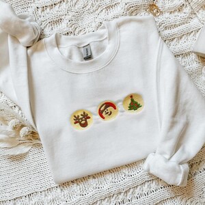 Christmas Embroidered Sugar Cookies Sweatshirt | Winter Cookie Sweater Embroidered Crewneck | Holiday Gifts for Her