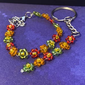 life series hermitcraft flower bracelet and keychain duo