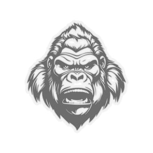 Roaring Gorilla Black Kiss-Cut Stickers for Laptop, Water Bottle, Journals, Cool Gifts, Nature Lovers, Adventure Decor