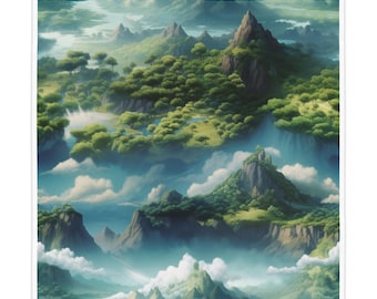 Mantel con paisaje de montaña - Decoración natural para el comedor, mantel estilo boho, picnic al aire libre, regalo para amantes de la naturaleza, decoración del hogar