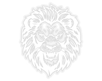 Lion Head Kiss-Cut Stickers, Roaring Lion Laptop Decal, Bohemian Animal Sticker, Gift for Lion Lovers, Unique Decorative Stickers