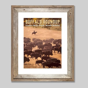 Buffalo Roundup Custer State Park Travel Poster | South Dakota Adventure Wall Art | Custer State Park Wall Art