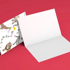 Cartão de Aniversário com Animais de Festa, Animais em Aquarela com Chapéus de Festa, Cartão de Aniversário para Imprimir, Download Instantâneo, Aniversário Infantil imagem 8