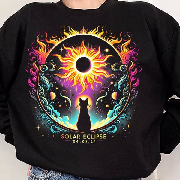 Total Solar Eclipse Png, Twice In A Lifetime 4.08.24, Cottagecore Cat Solar Eclipse Png, Eclipse 2024 Shirt, Path of Totality, Astronomy Tee