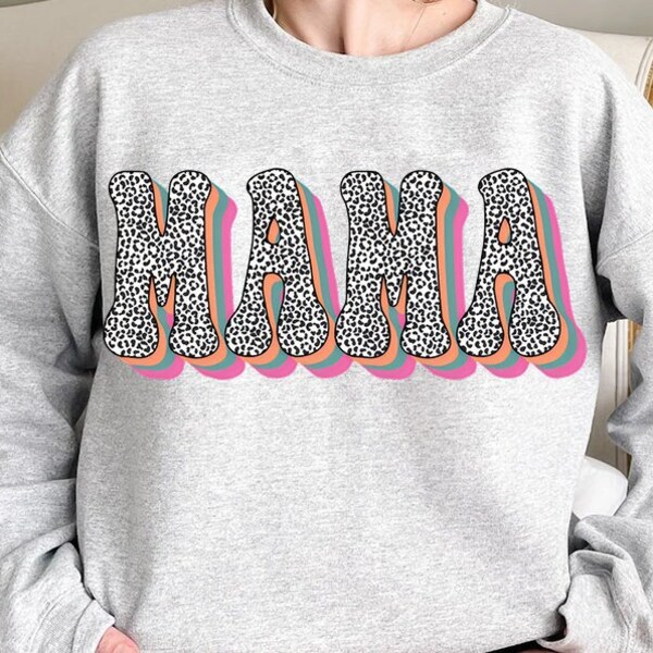 Retro Leopard Mama PNG, Retro Mama Png, 3D Cheetah Mama Png, Groovy Boho Sublimation, Mama Shirt Design,Mother's Day Png,Sublimation Design