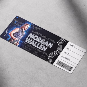 Morgan Wallen Konzertkarte - Vorlage, One Night at a Time Tour - Geschenkkarte, Überraschungsgeschenk - Vorstellung