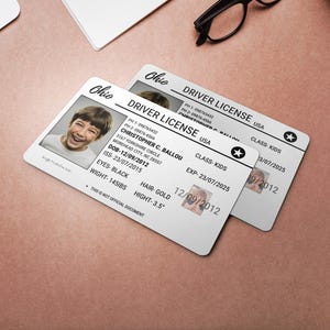 Carteira de motorista de Ohio, modelo de cartão de identificação infantil, design de cartão de identificação infantil personalizado, identificação infantil para impressão em tela