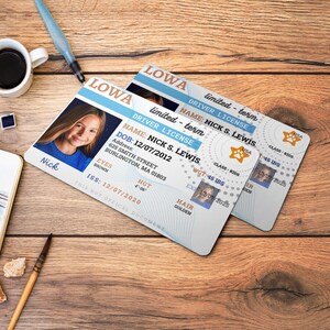 Child Novelty Driver License kids , LOWA Safety Identification Card for Children Under 18 canvas digital template