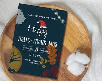 Hallo-Thank-Mas Party Invitation Template (Digital Download)