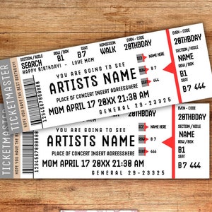 Editable Concert Ticket Template, Surprise Ticket, Birthday Surprise ...