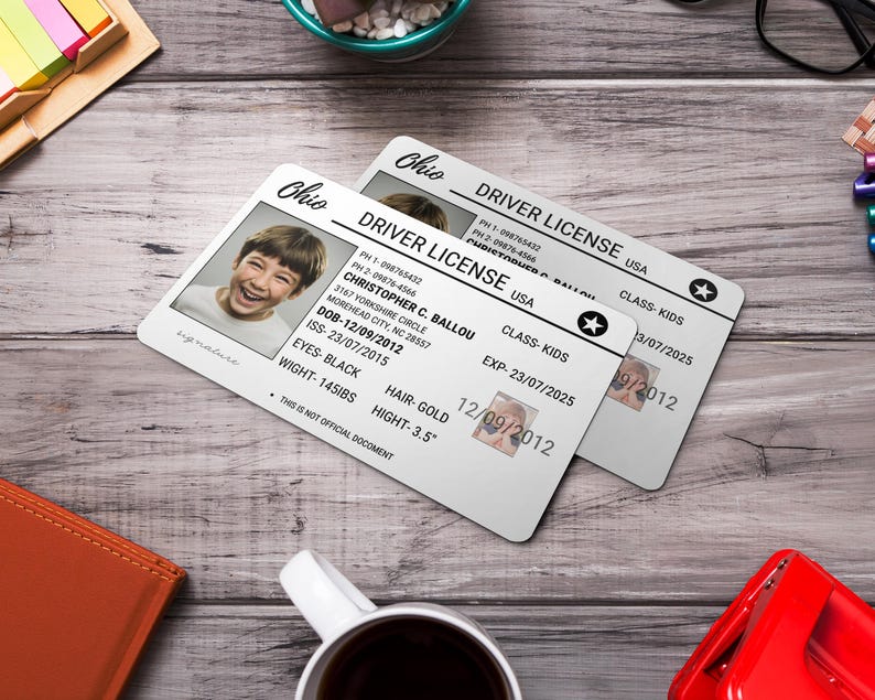 Ohio Driver License, Child ID Card Template, Custom Kids Id Card Design ...