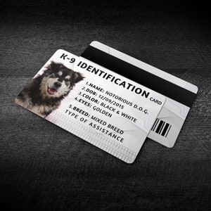 Modelo de cartão de identificação de cão assistente editável, cartão de identificação de cão digital em tela